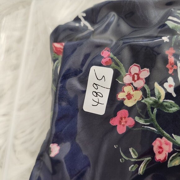 Inner Most Robe Dress Gown Satin Lace Women size Large Rose Cottgecore Navy Blue - Picture 10 of 12